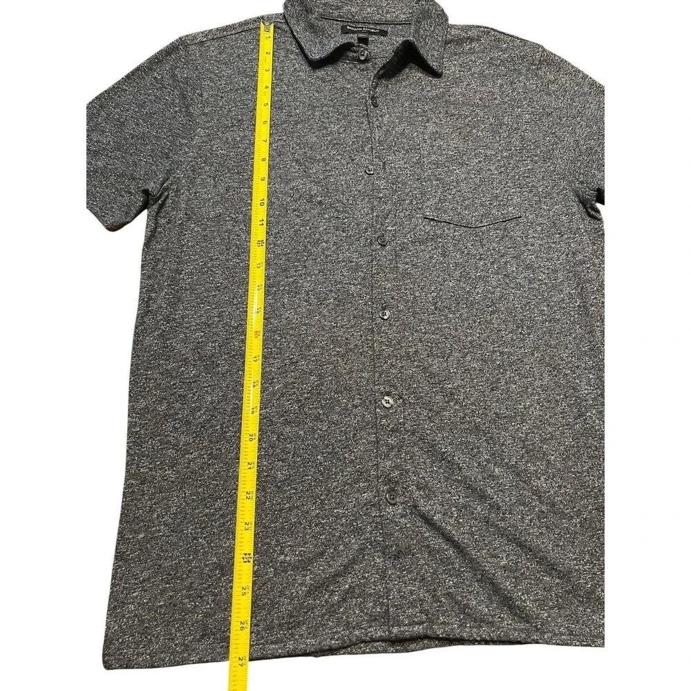 Banana Republic Men's Cotton Knit Button-Up Shirt M Gray Solid Point Collar
